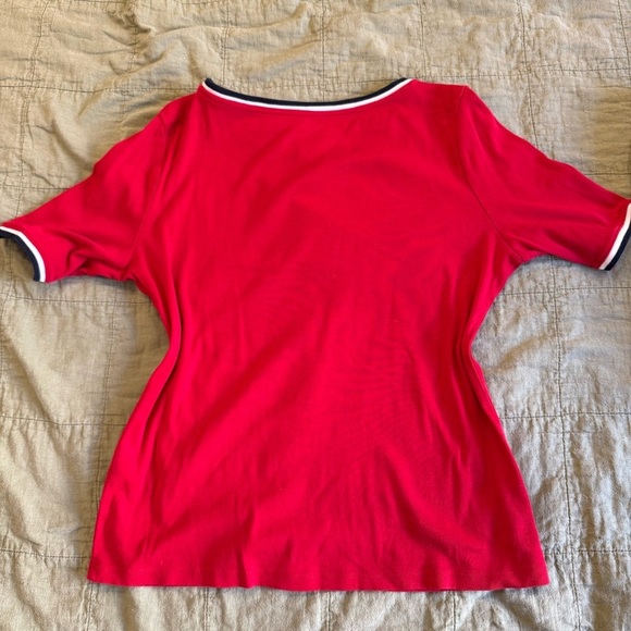 Tommy Hilfiger | women's large Red Short Sleeve Tee with white and navy trim - Picture 4 of 6